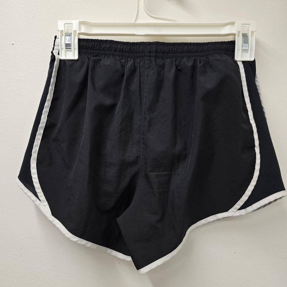 Nike Girls Black Mesh Athletic Running Shorts White Trim Drawstring Size L